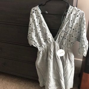 Blue/grey dress eyelet dress